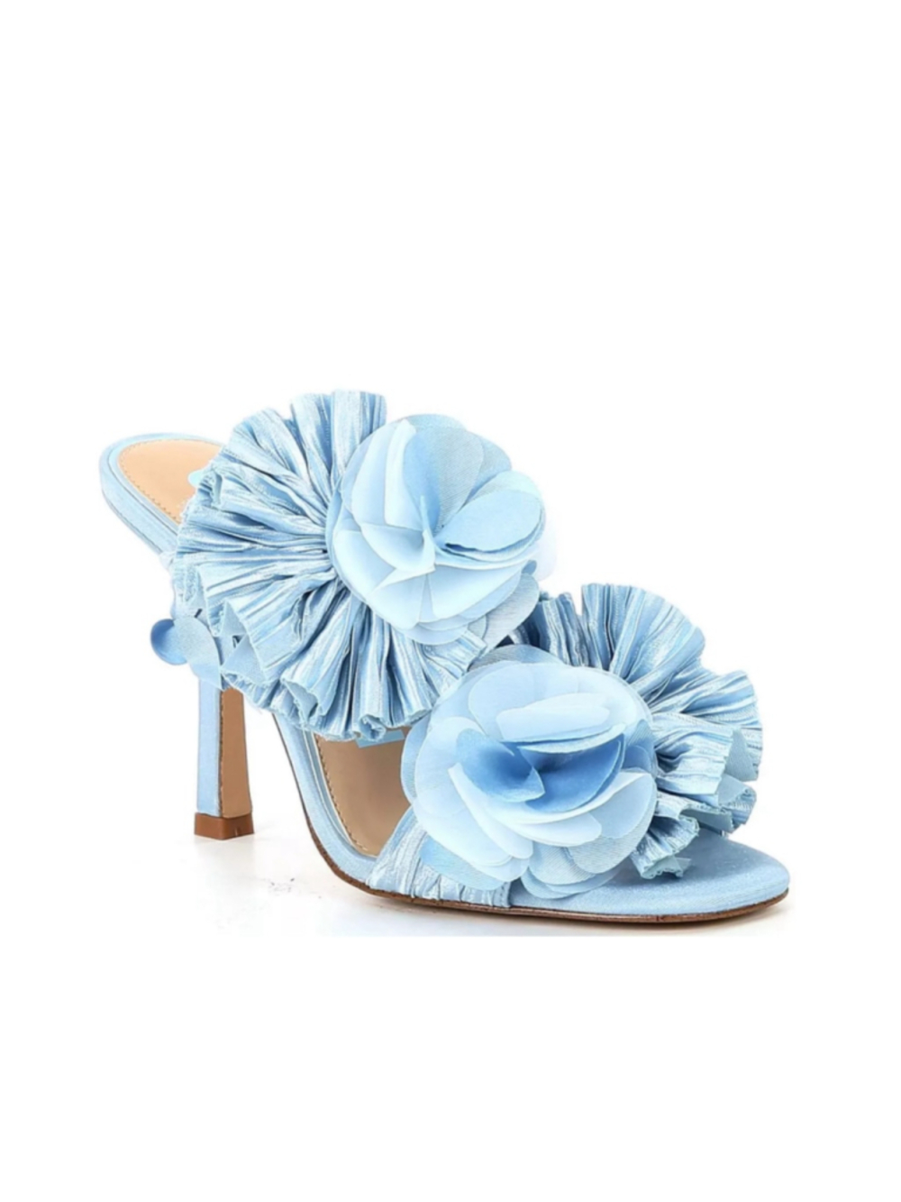 Gianni Bini Hardaway Ruffle Blue Flower Heeled sandals pastel women's sz 8.5 New